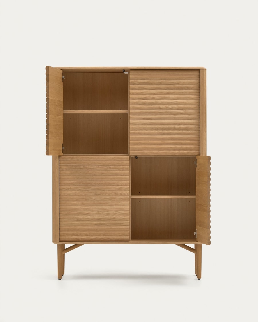 Lenon tall console with 4 oak wood doors and an oak veneer, 104.5 x 144 cm FSC MIX Credit