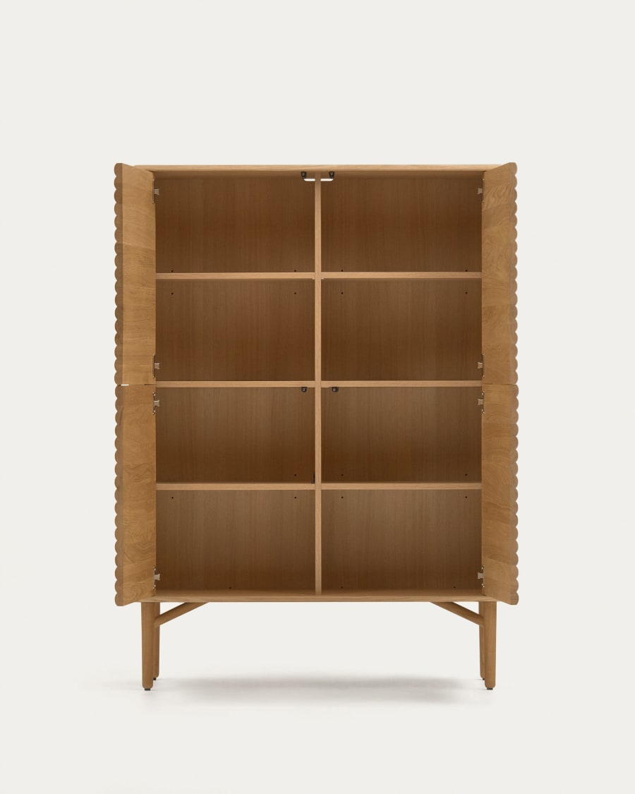 Lenon tall console with 4 oak wood doors and an oak veneer, 104.5 x 144 cm FSC MIX Credit