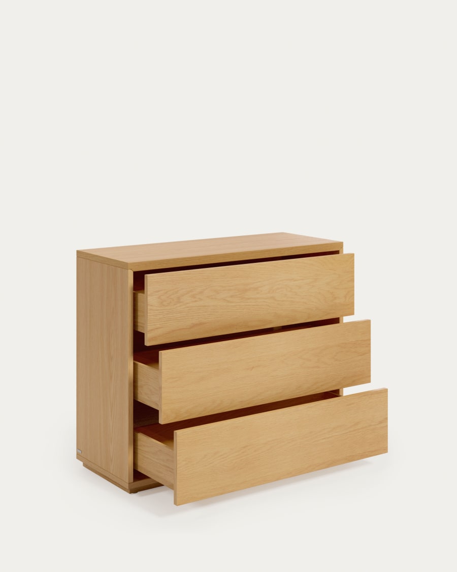 Abilen 3-drawer oak veneer chest of drawers, 90 x 75 cm, FSC™ certified