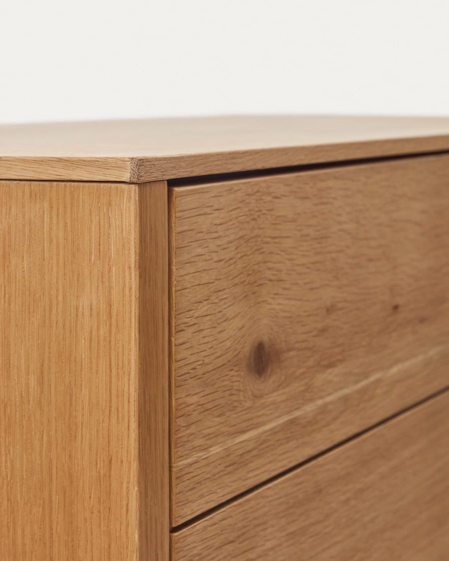 Alguema tall sideboard with 2 doors in oak wood veneer with natural finish, 100 x 163,5 cm
