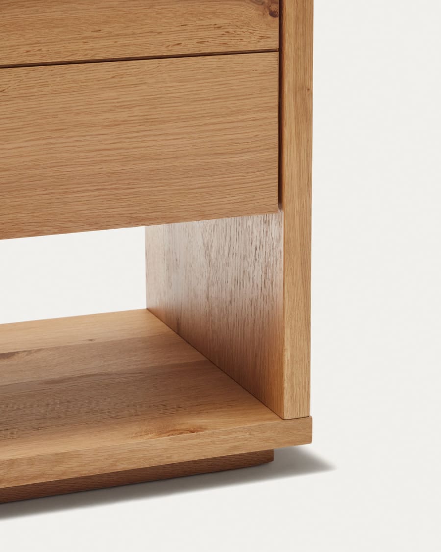 Alguema tall sideboard with 2 doors in oak wood veneer with natural finish, 100 x 163,5 cm