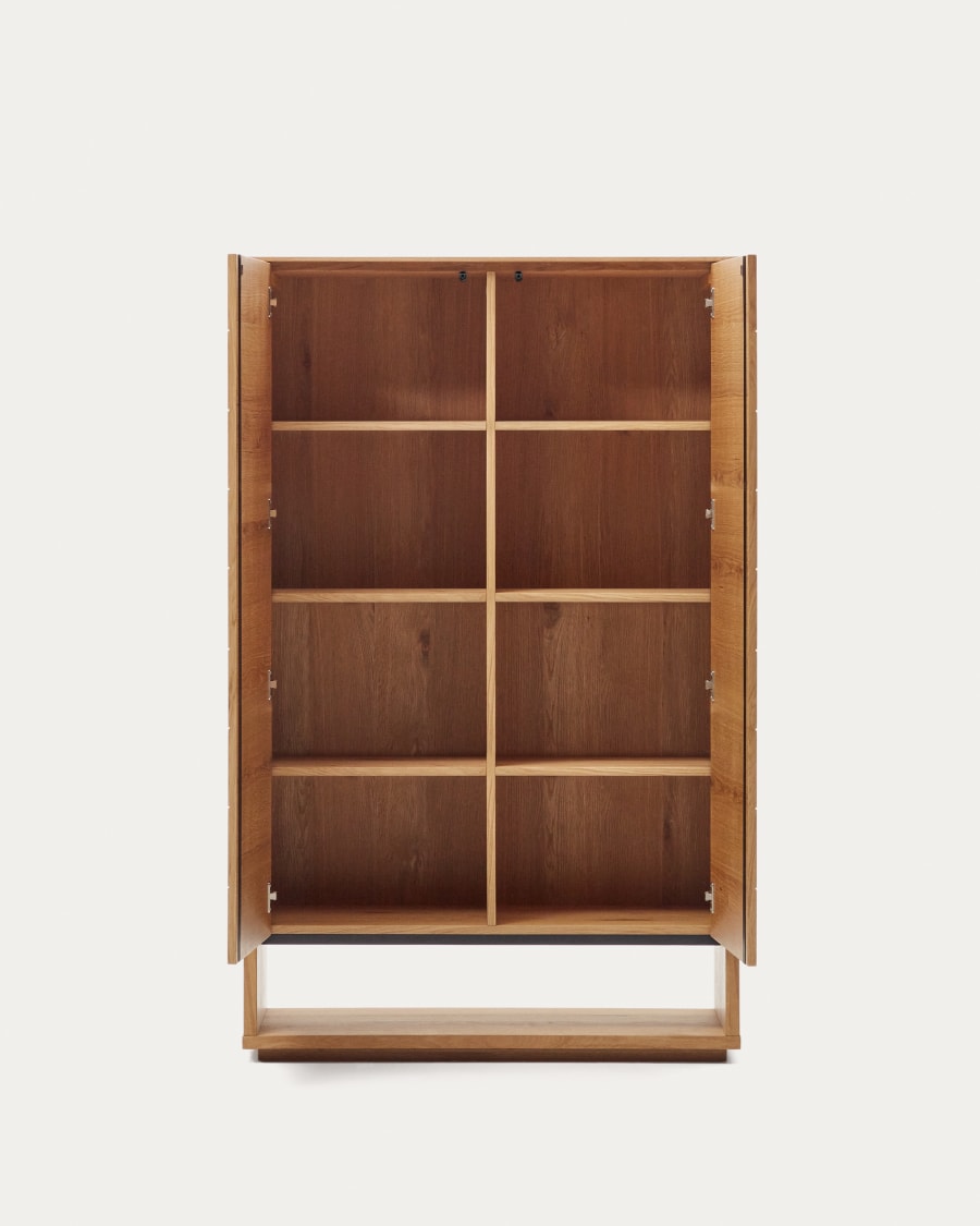 Alguema tall sideboard with 2 doors in oak wood veneer with natural finish, 100 x 163,5 cm