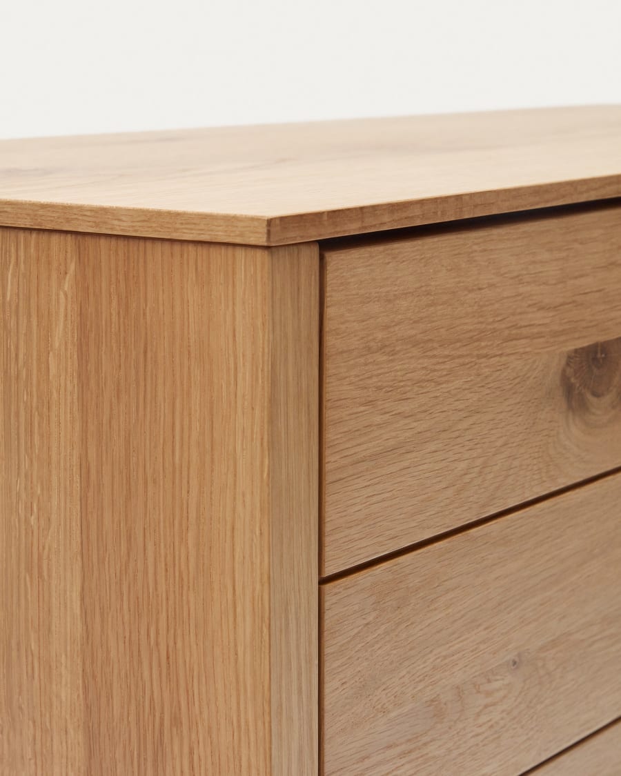 Alguema chest of drawers with 3 drawers in oak wood veneer with natural finish, 100 x 97 cm