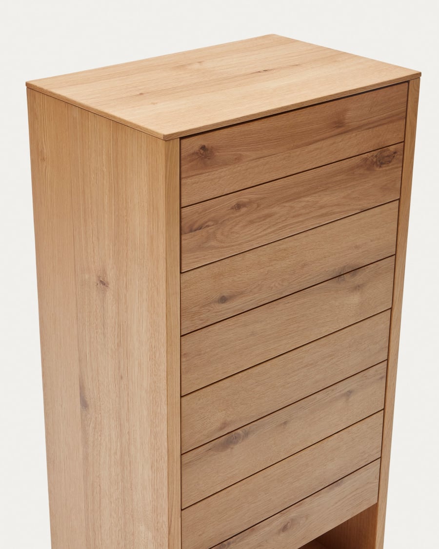 Alguema chest of drawers with 4 drawers in oak wood veneer with natural finish, 60 x 120 cm