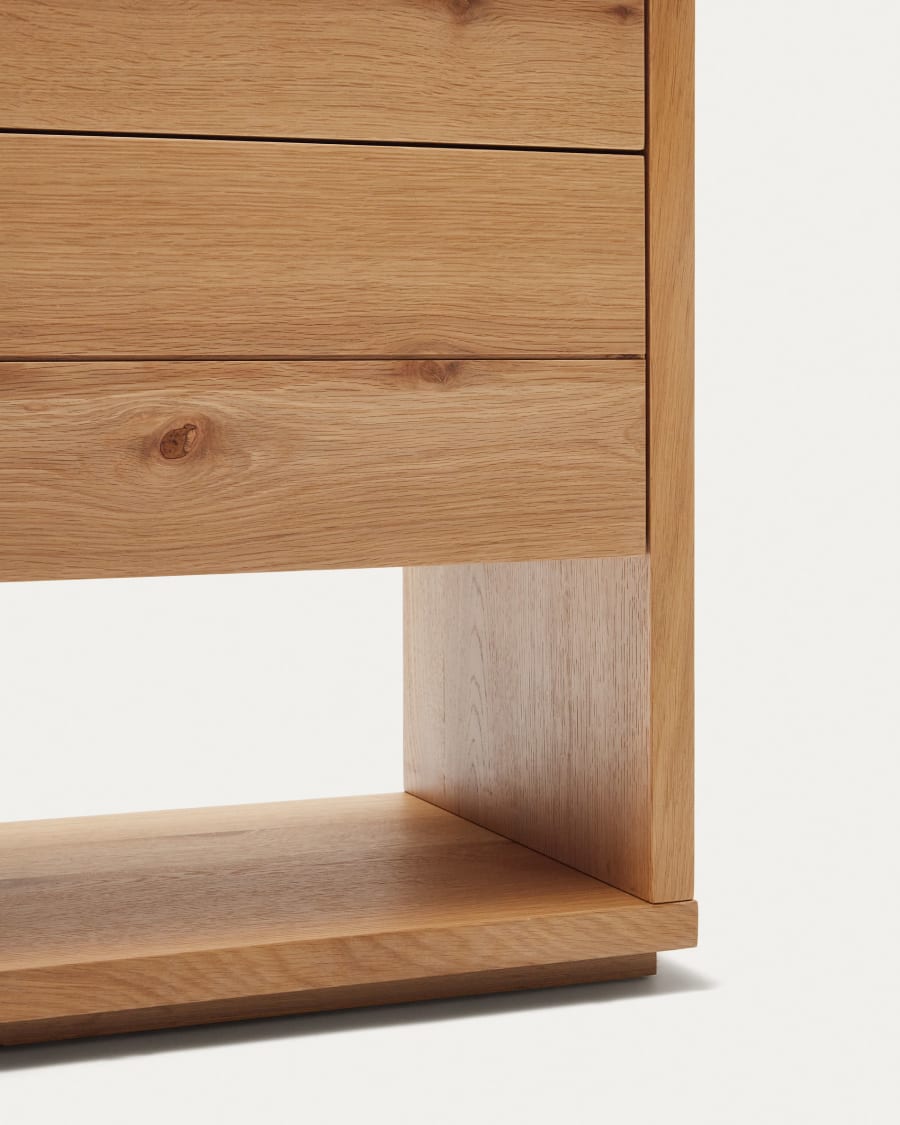 Alguema chest of drawers with 4 drawers in oak wood veneer with natural finish, 60 x 120 cm