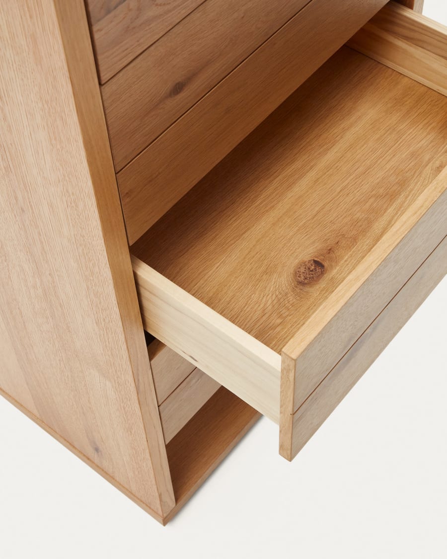 Alguema chest of drawers with 4 drawers in oak wood veneer with natural finish, 60 x 120 cm
