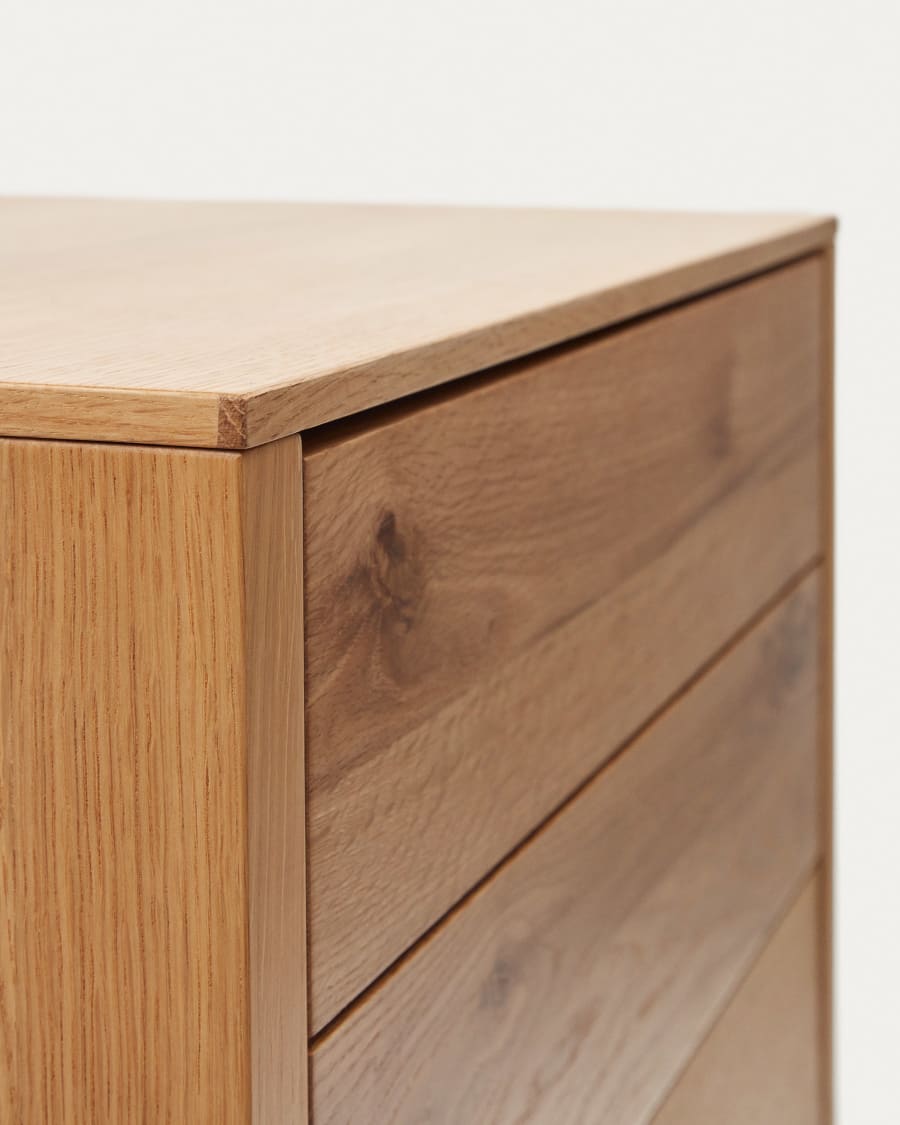 Alguema chest of drawers with 4 drawers in oak wood veneer with natural finish, 60 x 120 cm