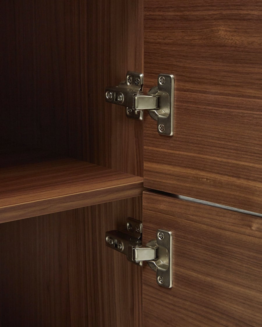 Vedrana 4 door tall sideboard in walnut veneer with steel legs, 97.5 x 160 cm