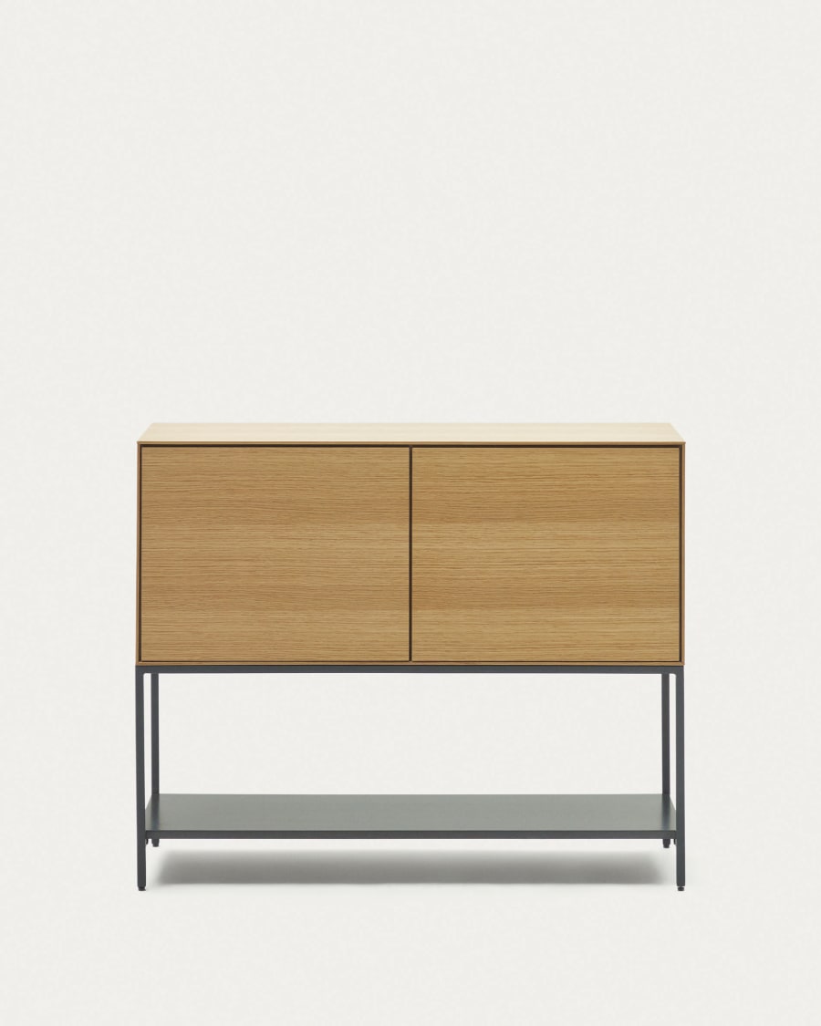 Vedrana 2 door sideboard in oak veneer with steel legs, 97.5 x 80 cm
