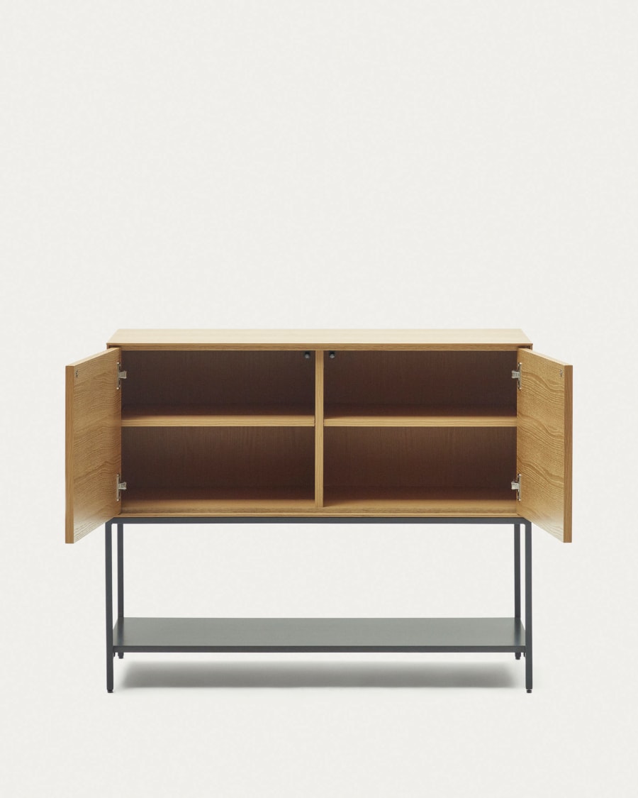 Vedrana 2 door sideboard in oak veneer with steel legs, 97.5 x 80 cm