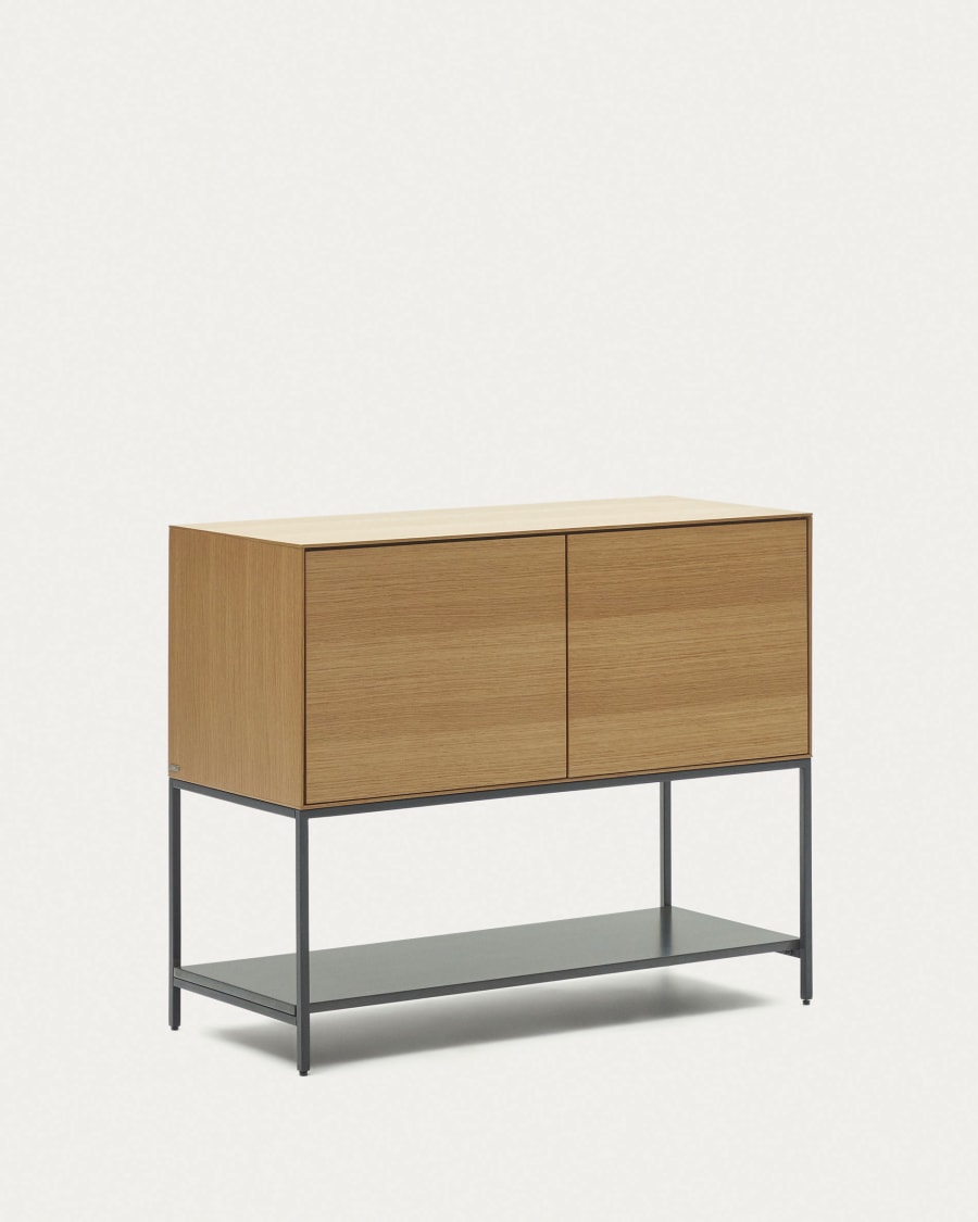 Vedrana 2 door sideboard in oak veneer with steel legs, 97.5 x 80 cm