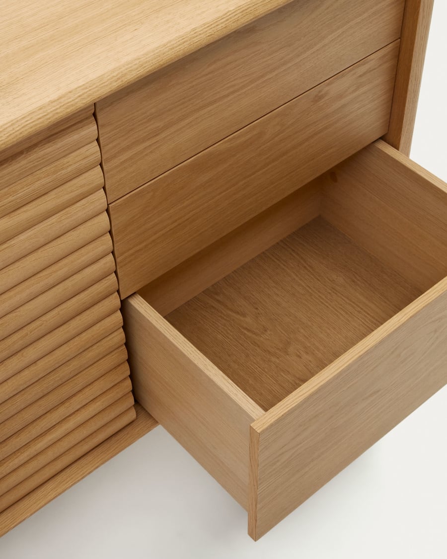 Lenon sideboard with 1 door and 3 drawers, made from oak wood and veneer, 105 x 85 cm FSC MIX Credit