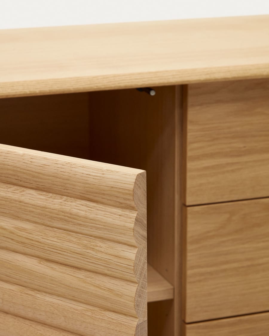 Lenon sideboard with 1 door and 3 drawers, made from oak wood and veneer, 105 x 85 cm FSC MIX Credit