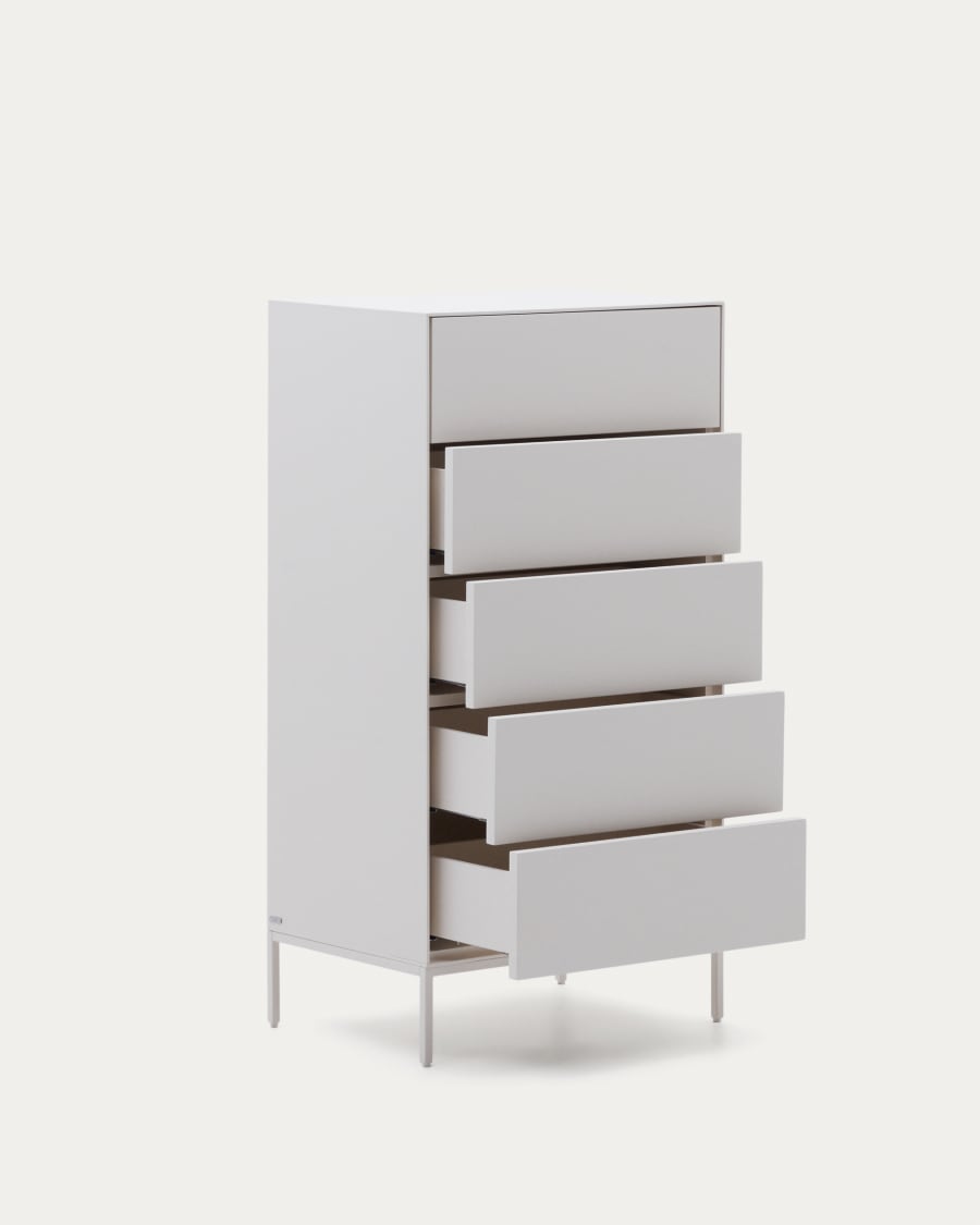 Vedrana Kommode 5 Schubladen MDF weiß lackiert 60 x 114 cm