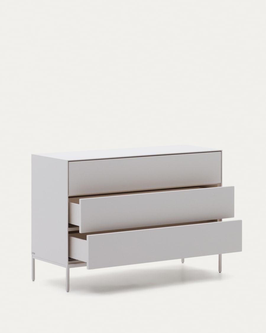 Vedrana Kommode 3 Schubladen MDF weiß lackiert 110 x 75 cm