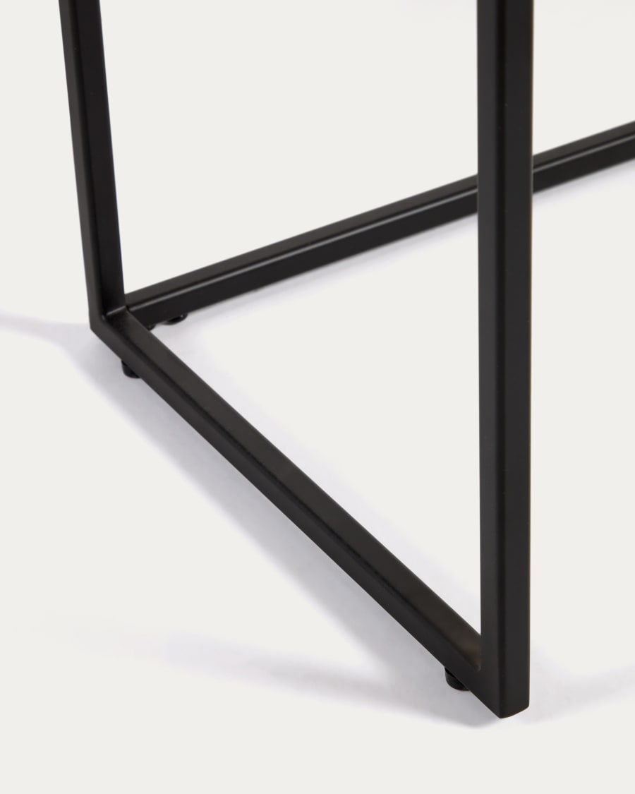 Yoana console table with a walnut veneer and painted black metal structure, 120 x 80 cm
