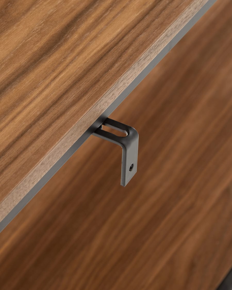 Yoana console table with a walnut veneer and painted black metal structure, 120 x 80 cm