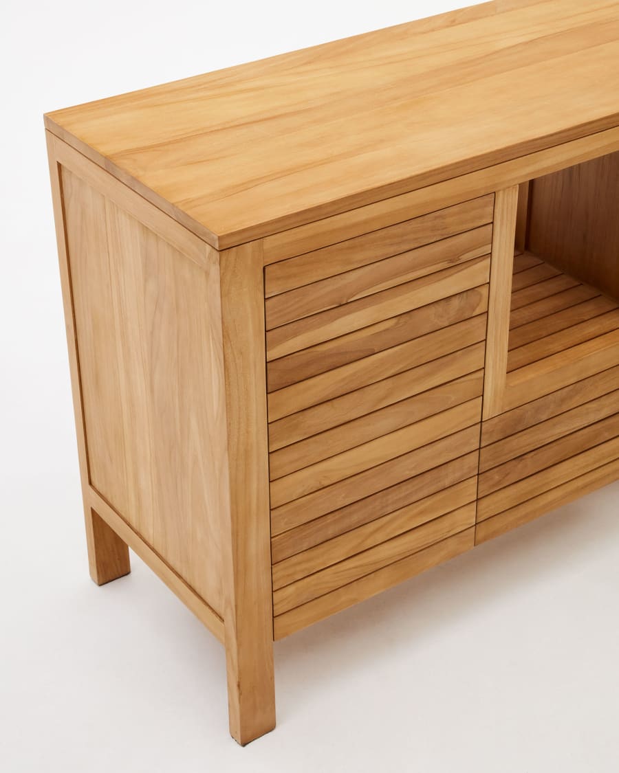 Neria bathroom furniture in solid teak wood with natural finish, 120 x 45 cm