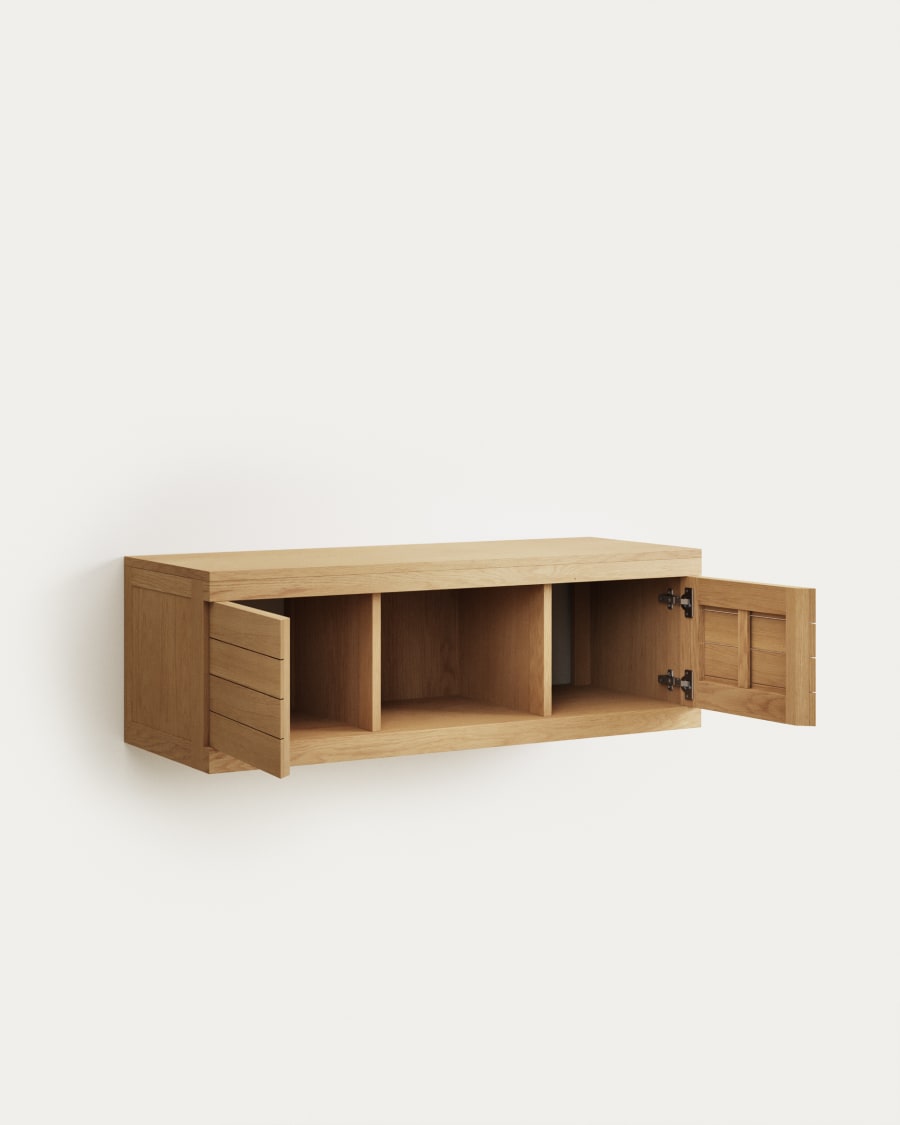 Yenit bathroom furniture in solid teak wood with a natural finish, 120 x 45 cm
