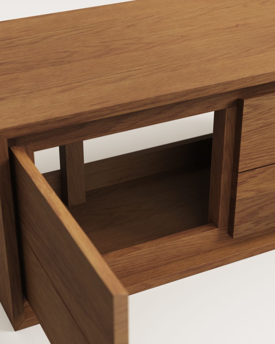 Kenta bathroom furniture in solid teak wood with a walnut finish, 90 x 45 cm