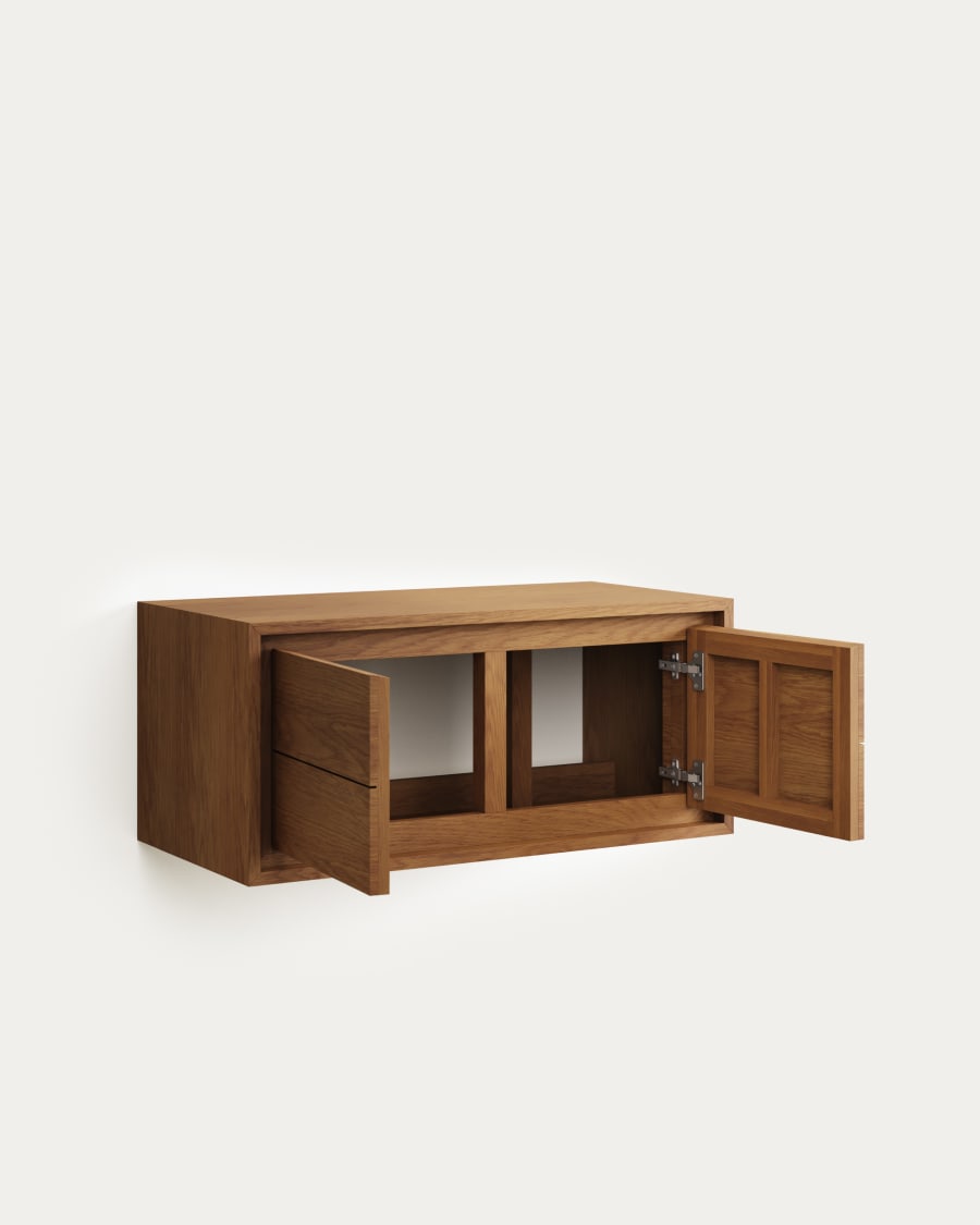 Kenta bathroom furniture in solid teak wood with a walnut finish, 90 x 45 cm