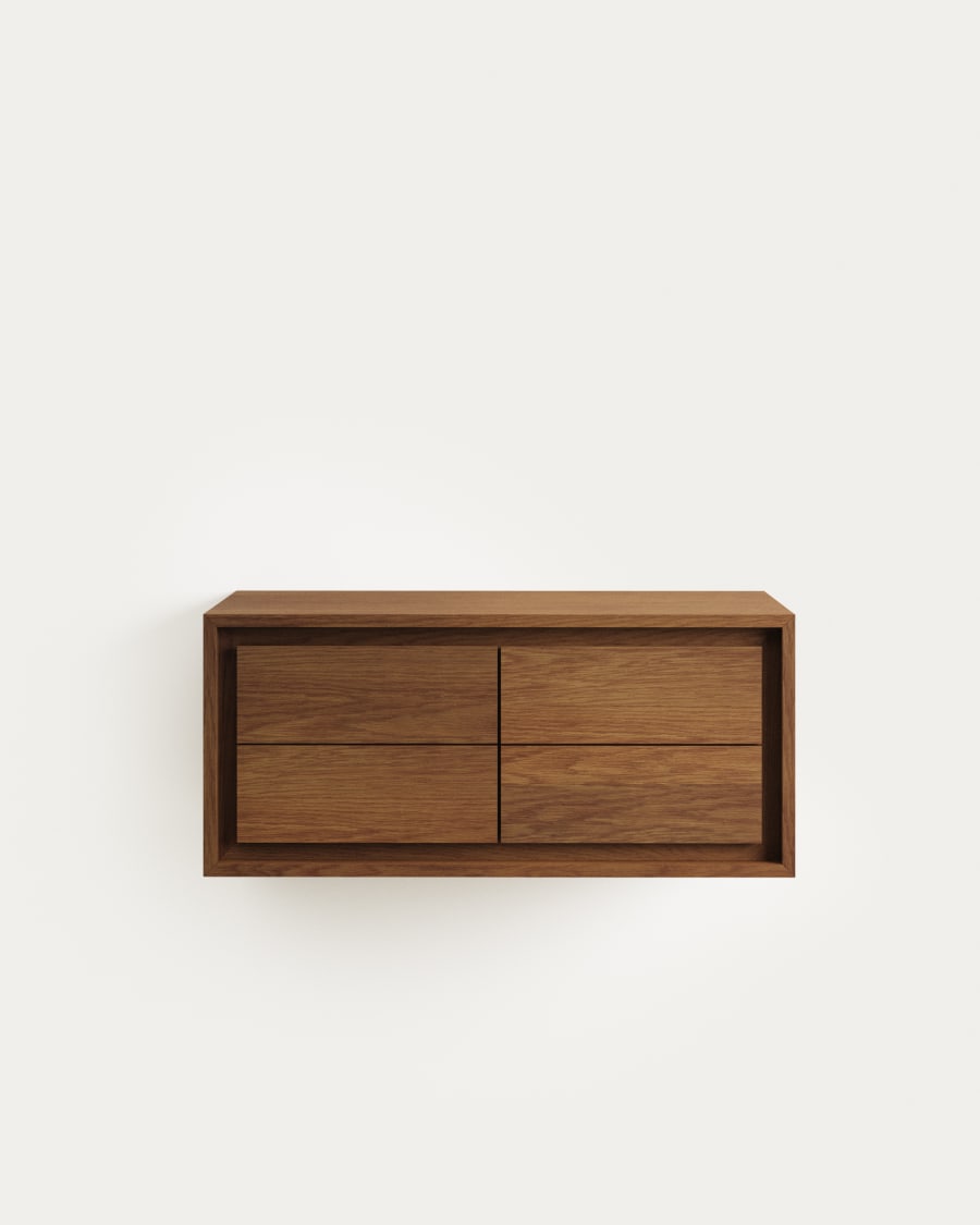 Kenta bathroom furniture in solid teak wood with a walnut finish, 90 x 45 cm