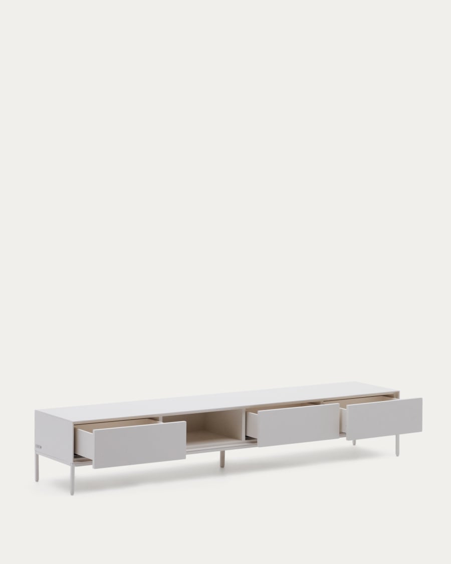 Vedrana TV 3-drawer cabinet white lacquered MDF 195 x 35 cm