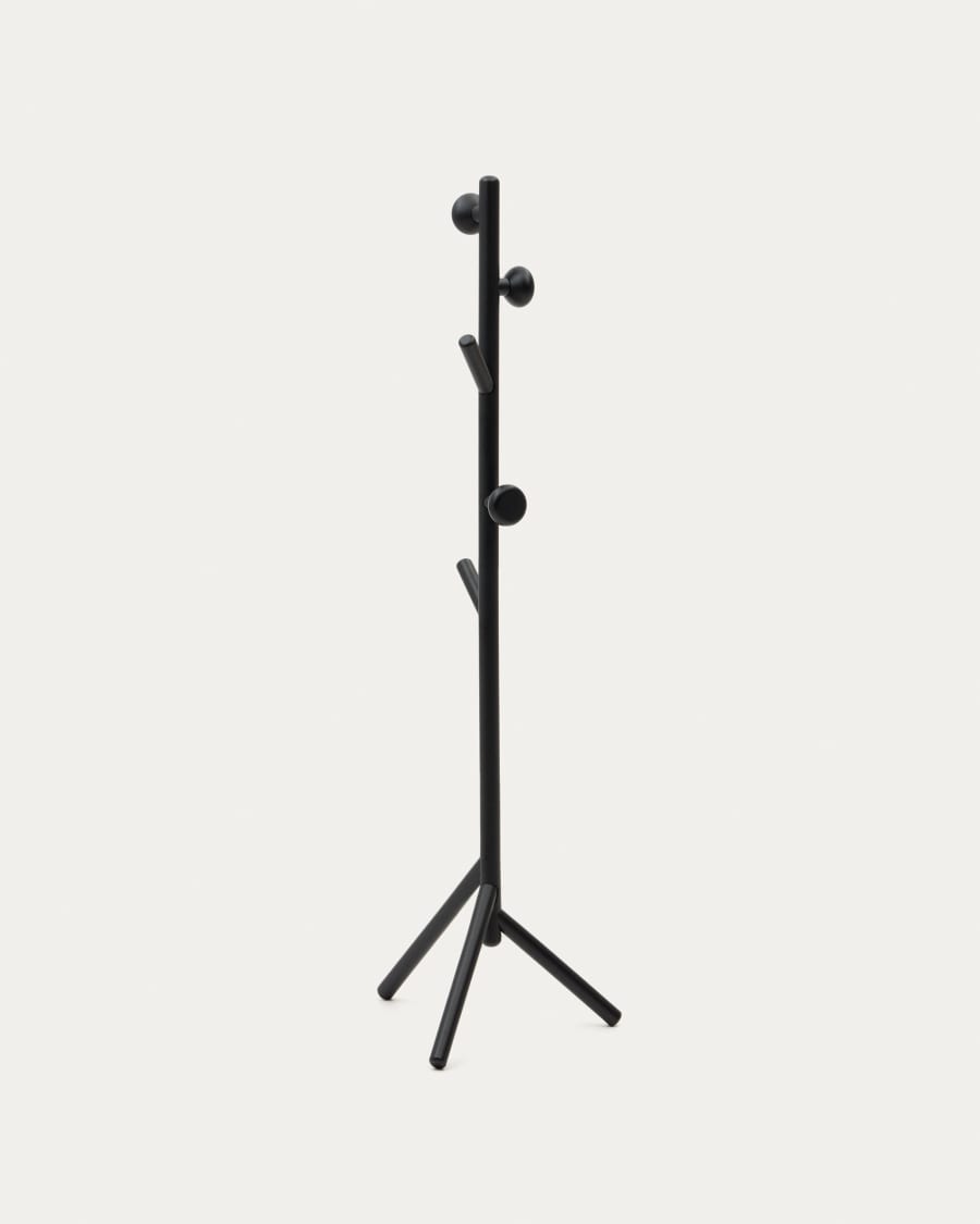 Nadue coat rack in solid beech wood with black finish 170 cm