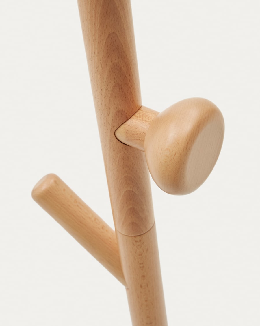 Nadue coat rack in solid beech wood with natural finish 170 cm