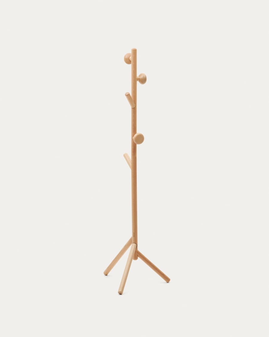 Nadue coat rack in solid beech wood with natural finish 170 cm