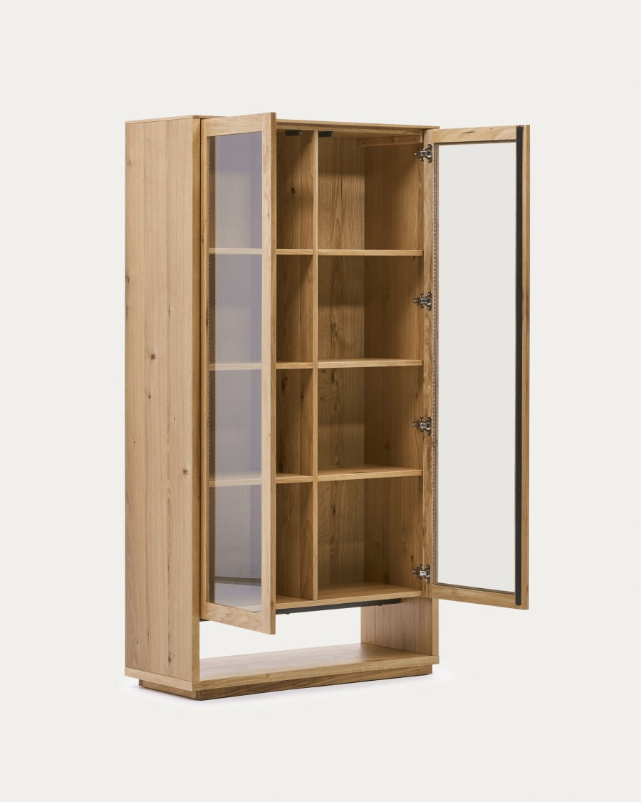 Alguema display cabinet in oak wood veneer with natural finish, 100 x 185 cm