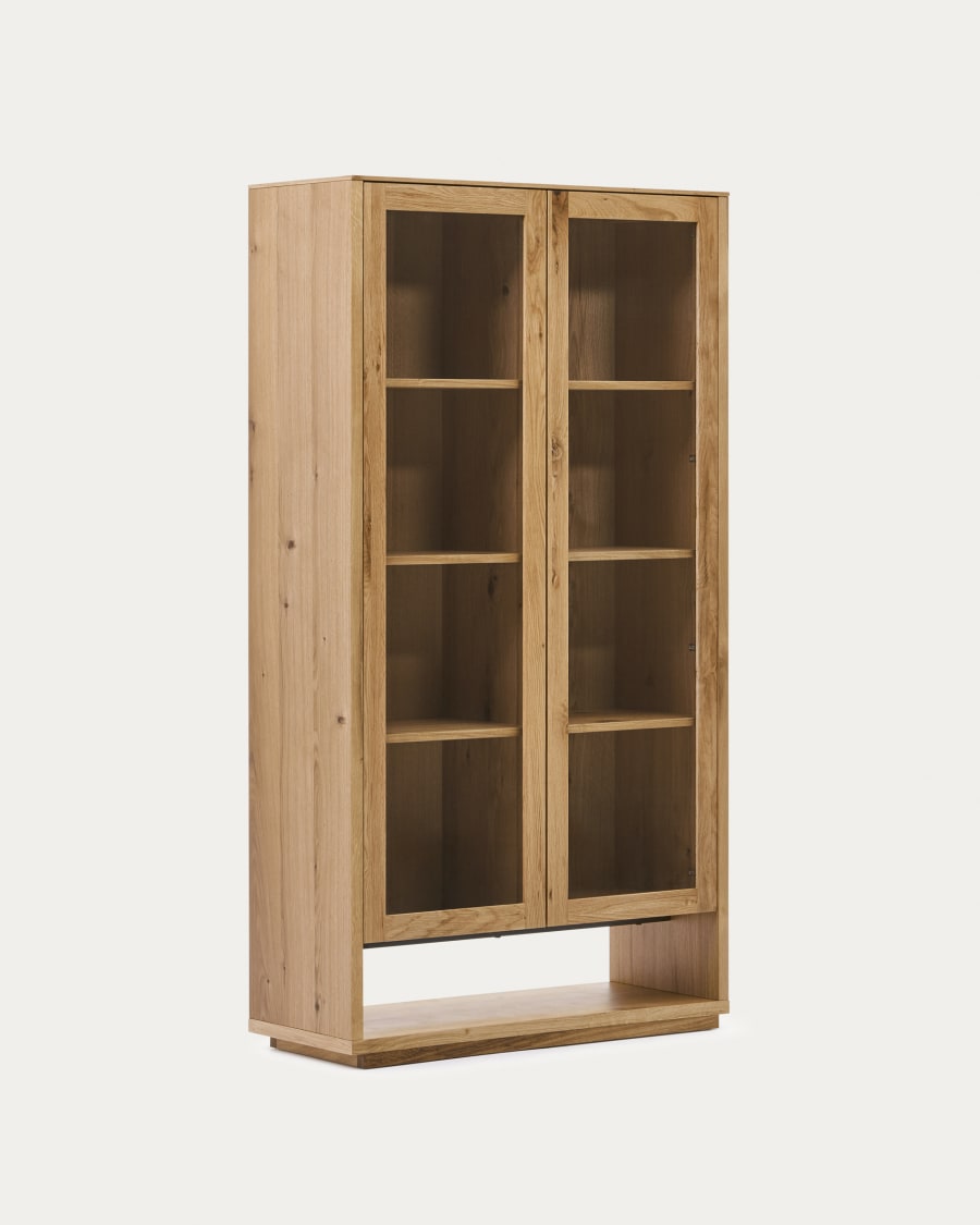 Alguema display cabinet in oak wood veneer with natural finish, 100 x 185 cm