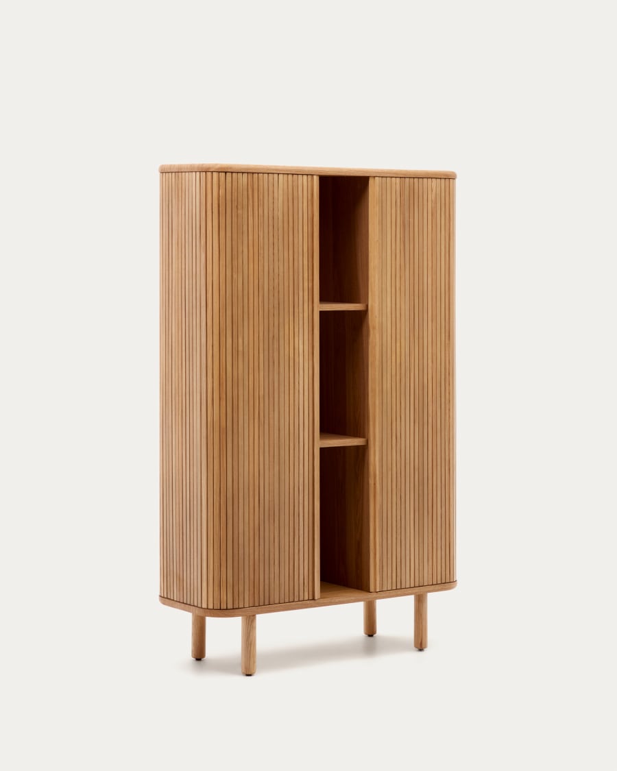 Mailen 2 door highboard in ash veneer with a natural finish 110 x 160 cm