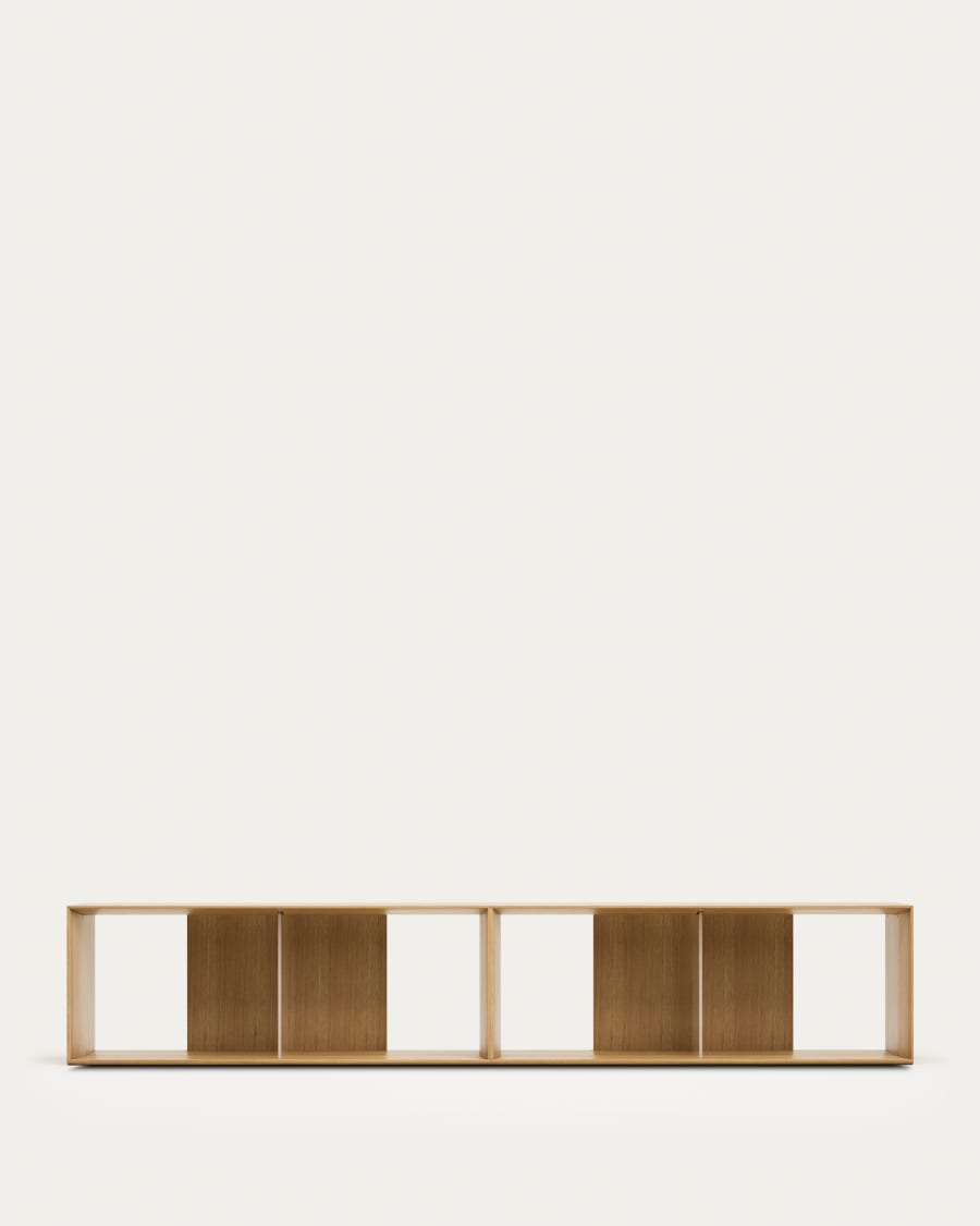 Litto set of 2 modular shelving units in oak wood veneer, 101 x 76 cm
