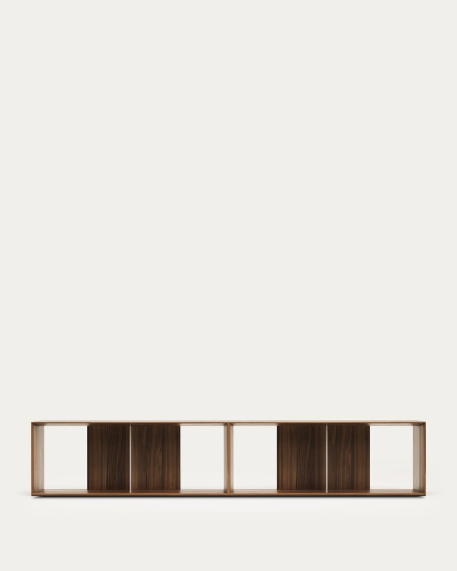 Litto set of 2 modular shelving units in walnut wood veneer, 101 x 76 cm
