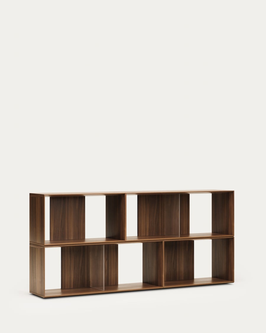 Litto set of 4 modular shelving units in walnut wood veneer, 168 x 76 cm