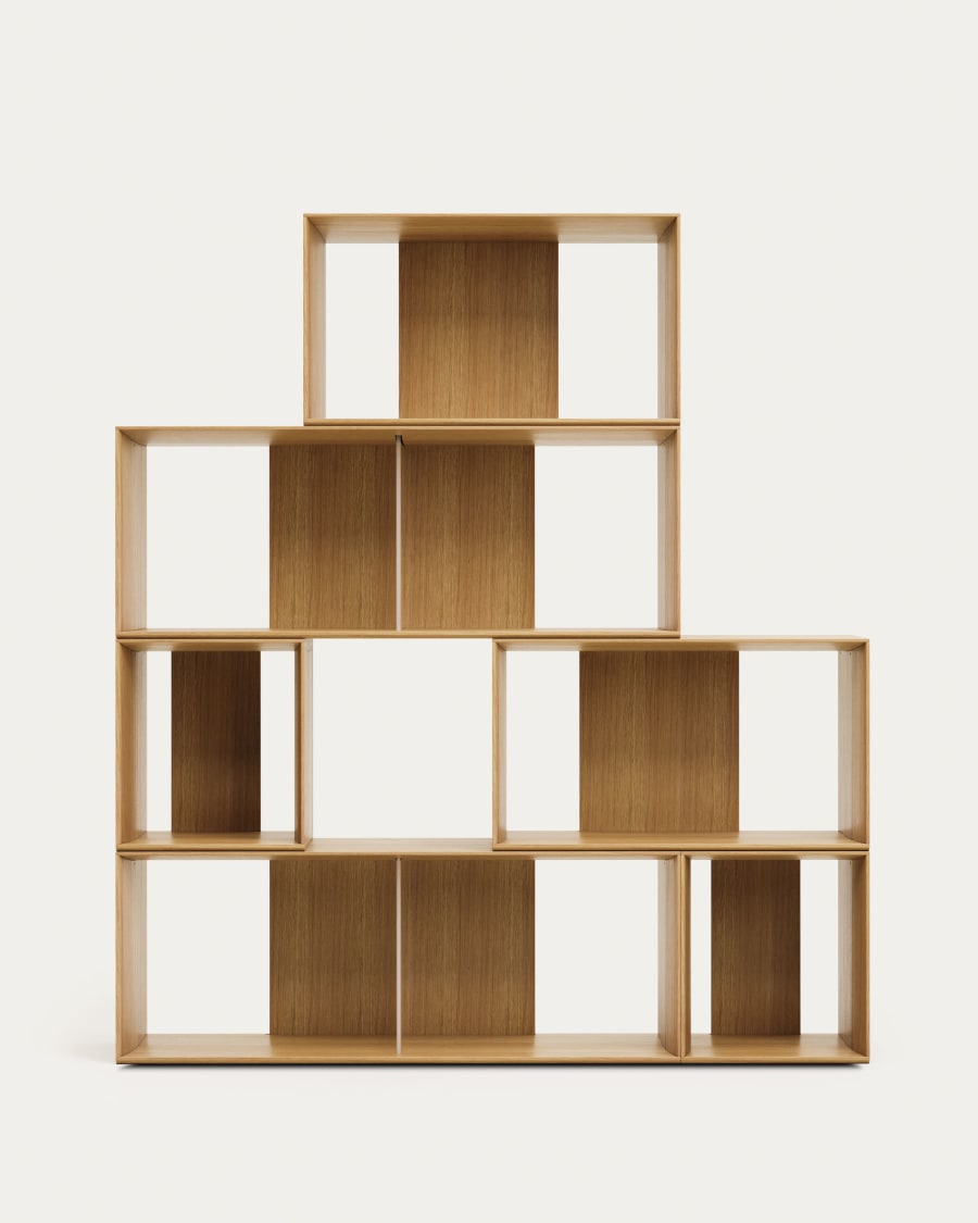 Litto set of 6 modular shelving units in oak wood veneer, 101 x 152 cm