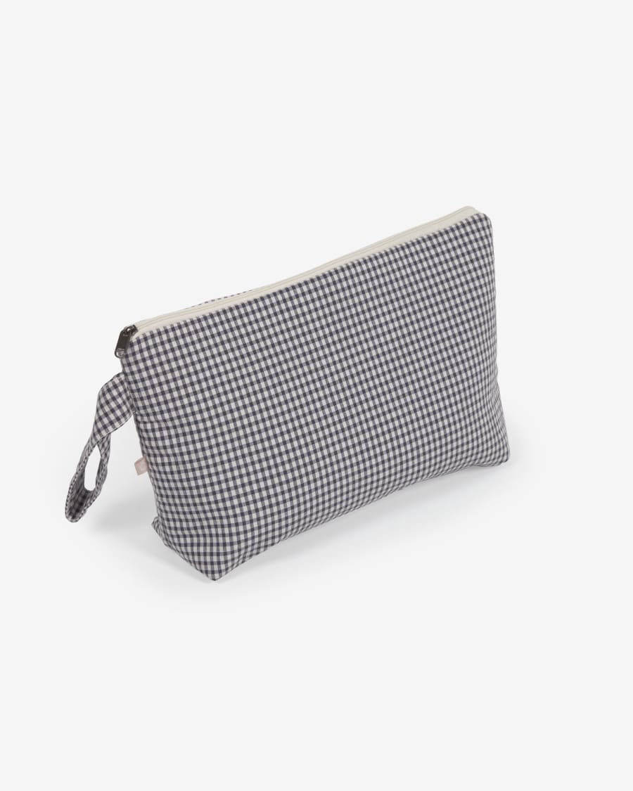 Vianina toiletry bag 100% organic cotton (GOTS) in Vichy black and white checks