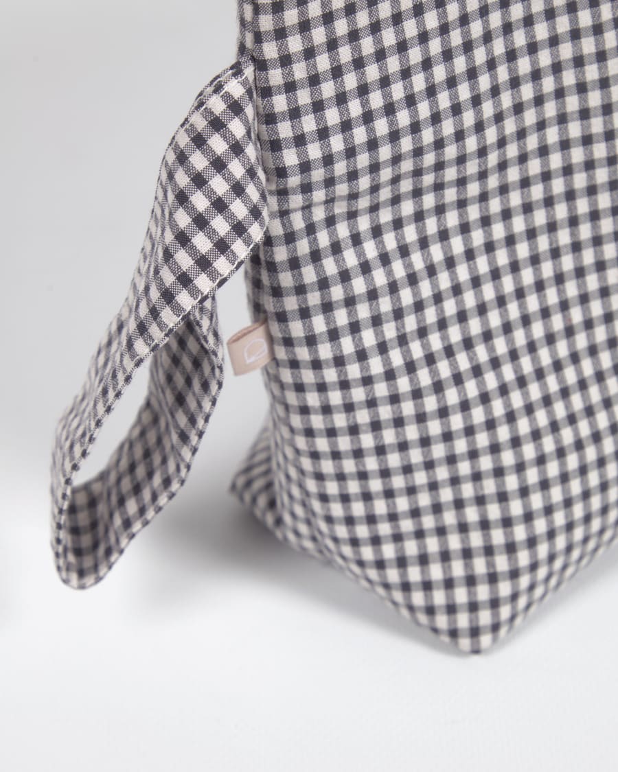 Vianina toiletry bag 100% organic cotton (GOTS) in Vichy black and white checks