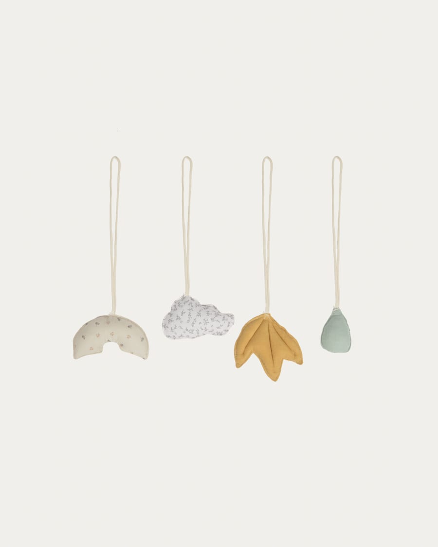 Yamile set of 4 hanging toys made of 100% cotton (GOTS) for teepee play gym