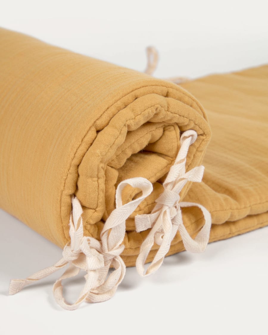 Yamile crib protector 100% organic cotton (GOTS) in mustard 180 x 30 cm