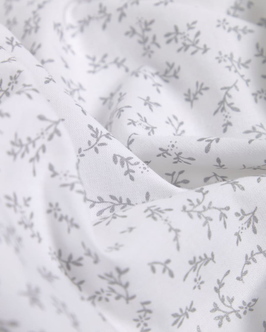 Yamile changing mat cover 100% organic cotton (GOTS) in white with grey leaves 50 x 70 cm