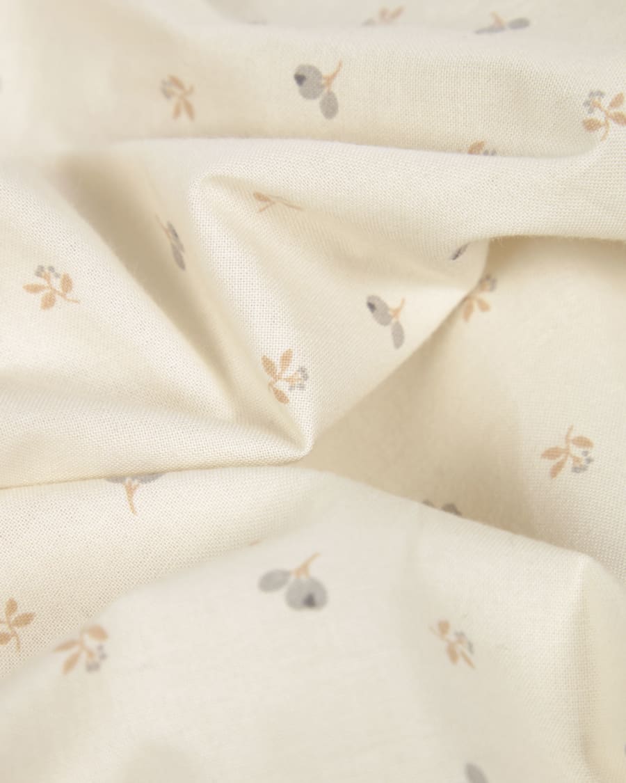 Yamile changing mat cover organic cotton GOTS in beige multicoloured leaves 50 x 70 cm