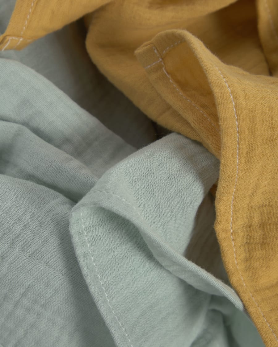 Yamile set of 2 muslins 100% organic cotton (GOTS) in turquoise and mustard