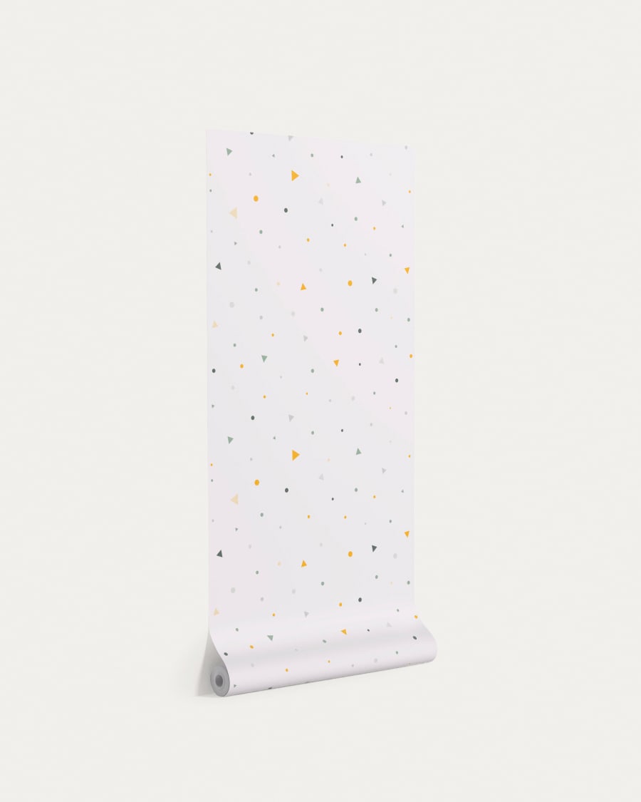 Miris wallpaper with green and mustard spots and triangles 10 x 0.53 m FSC MIX Credit