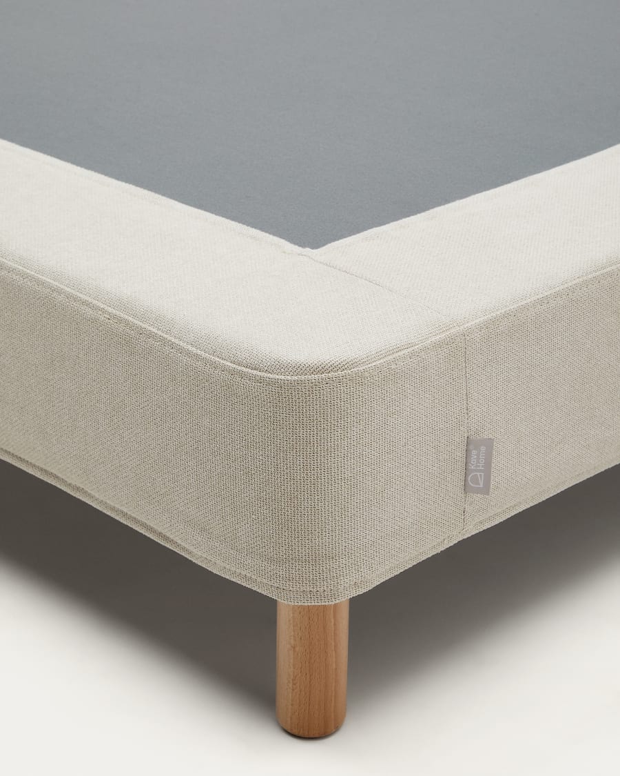 Ofelia Bettgestell mit abnehmbarem Bezug, beige, mit Füßen aus massivem Buchenholz für Matratze 90 x 200 cm FSC Mix Credit