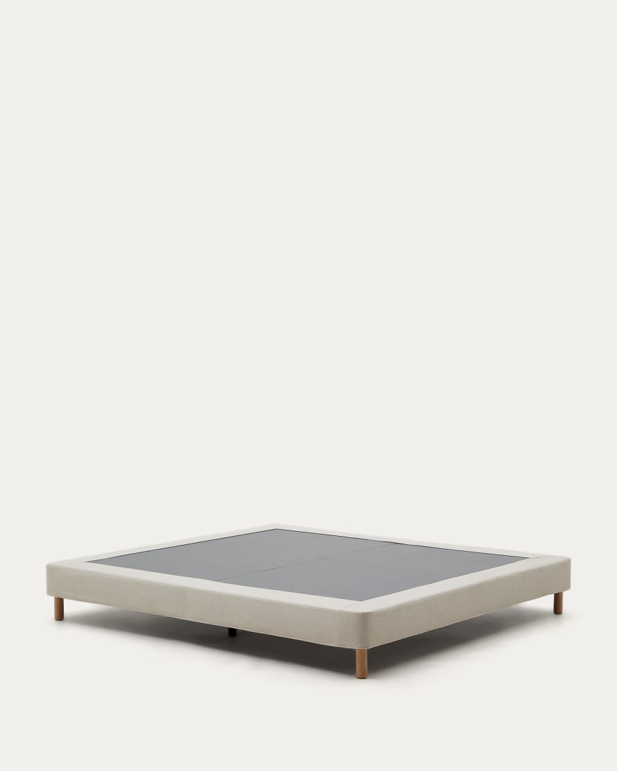 Ofelia base with beige removable cover and solid beech wooden legs for a 180 x 200 cm mattress FSC Mix Credit