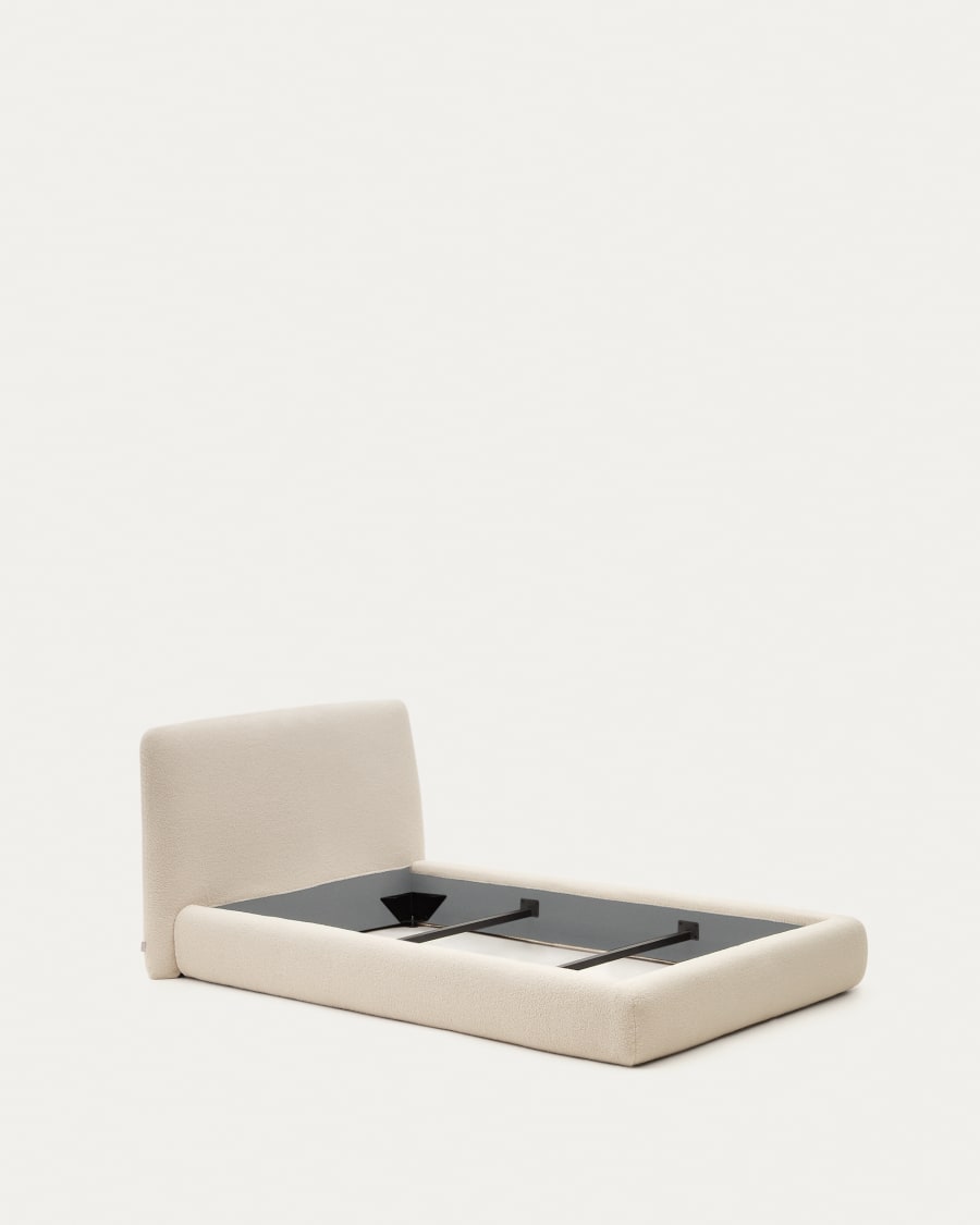 Martina bed with ecru bouclé removable cover for 90 x 200 cm mattress FSC Mix Credit