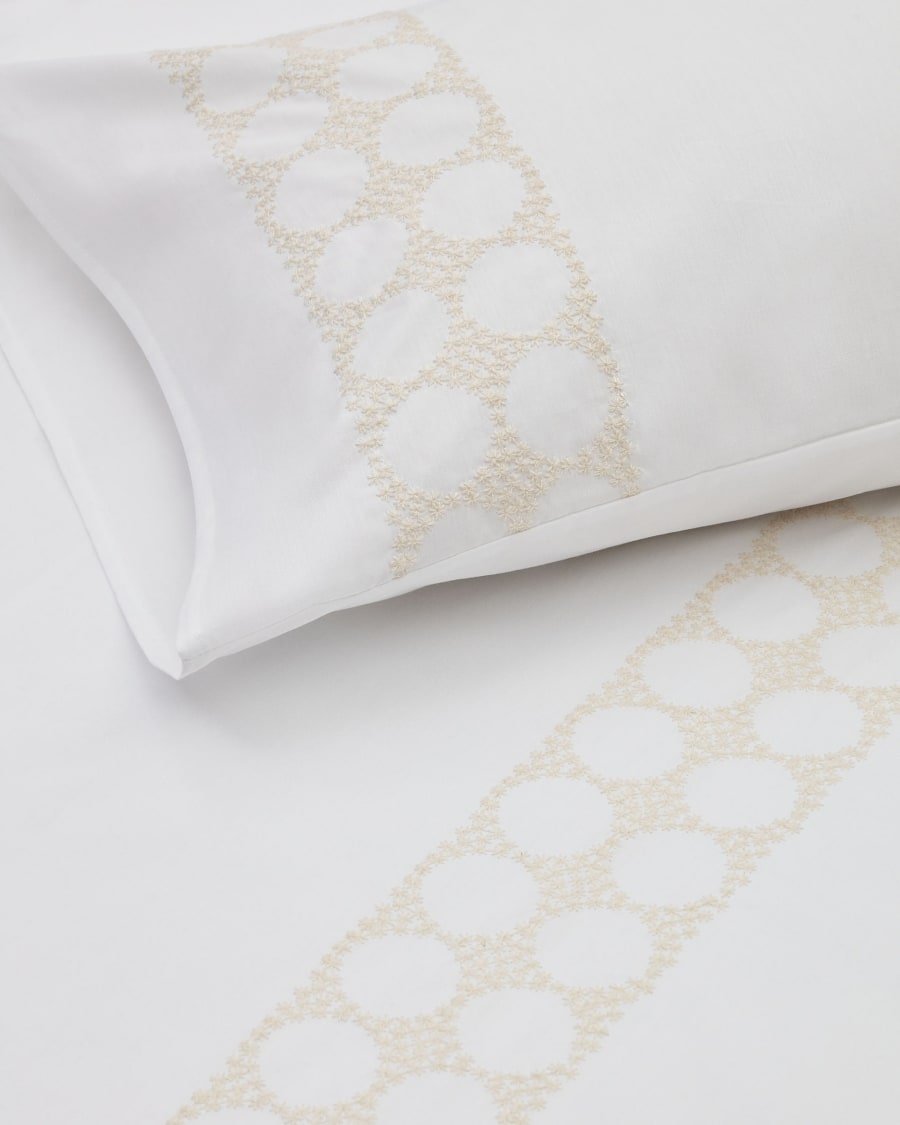 Set Teia copripiumino e federe in cotone percalle bianco con ricamo floreale 90x190 cm