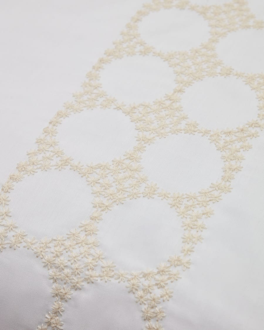 Set Teia copripiumino e federe in cotone percalle bianco con ricamo floreale 90x190 cm